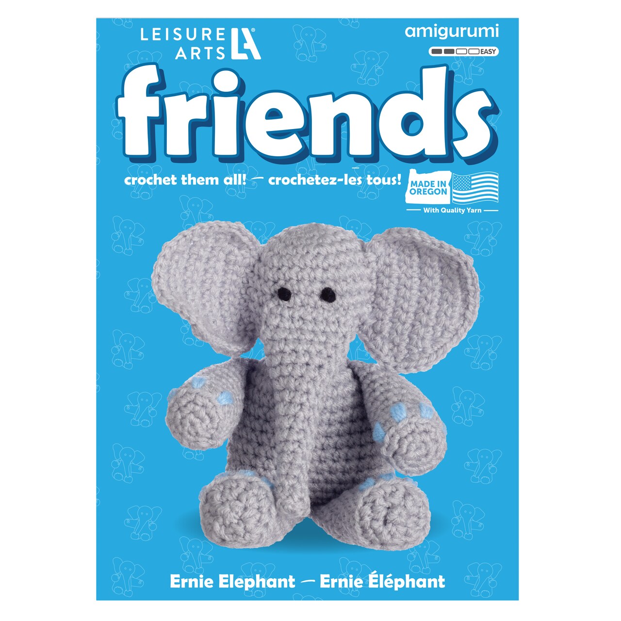 Leisure Arts - Crochet Kits, Friends Ernie Elephant, 3", Crochet Kit For Beginners, Complete Kit, Animal Kits, Animal Kit, Diy Amigurumi Kits